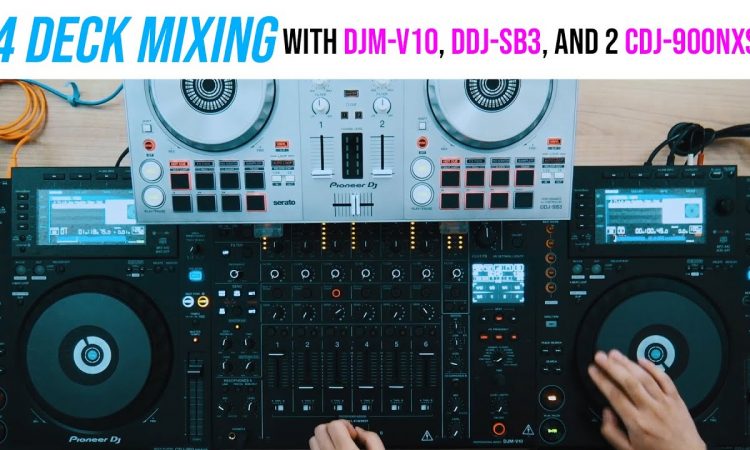 4 Deck Mixing with DJM-V10, DDJ-SB3, and 2 CDJs with Serato