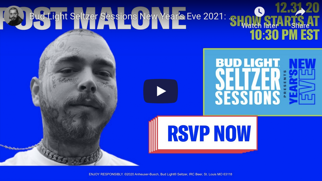 Bud Light Seltzer Sessions New Year’s Eve 2021: Post Malone